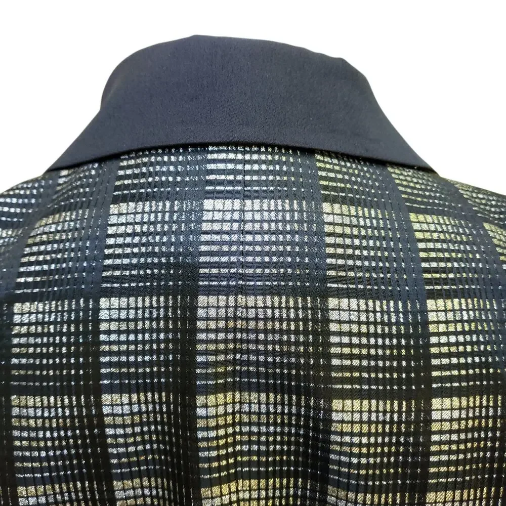 Christian Dior 80s 90s Blazer Jacket Power Money Cropped Disco Black Metallic 8
